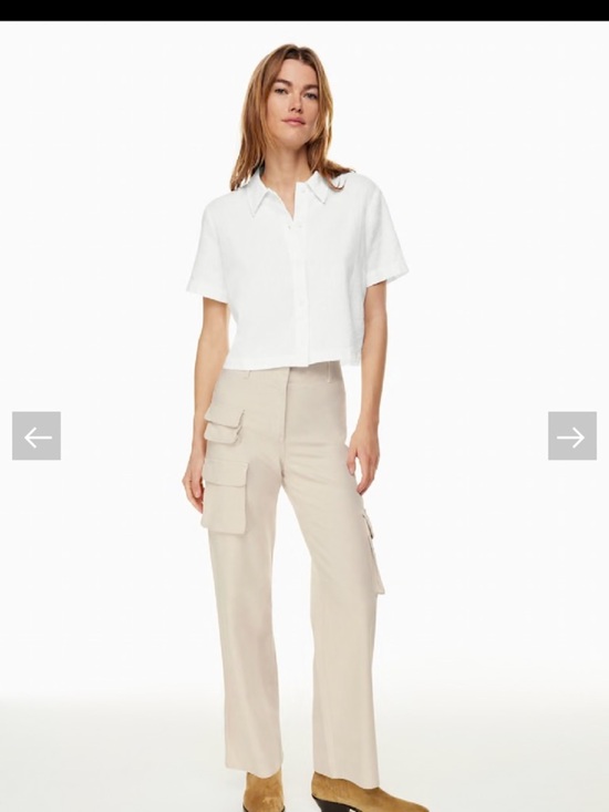 Wilfred Tops - Wilfred linen Cropped White Button Front Shirt